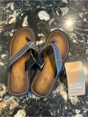 Clarks Brown and Teal Braided Sandals